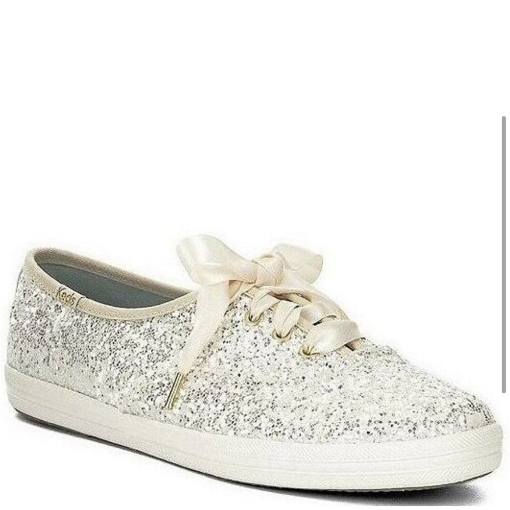 Keds Women's Kate Spade Glitter Sneaker in Cream Size 9